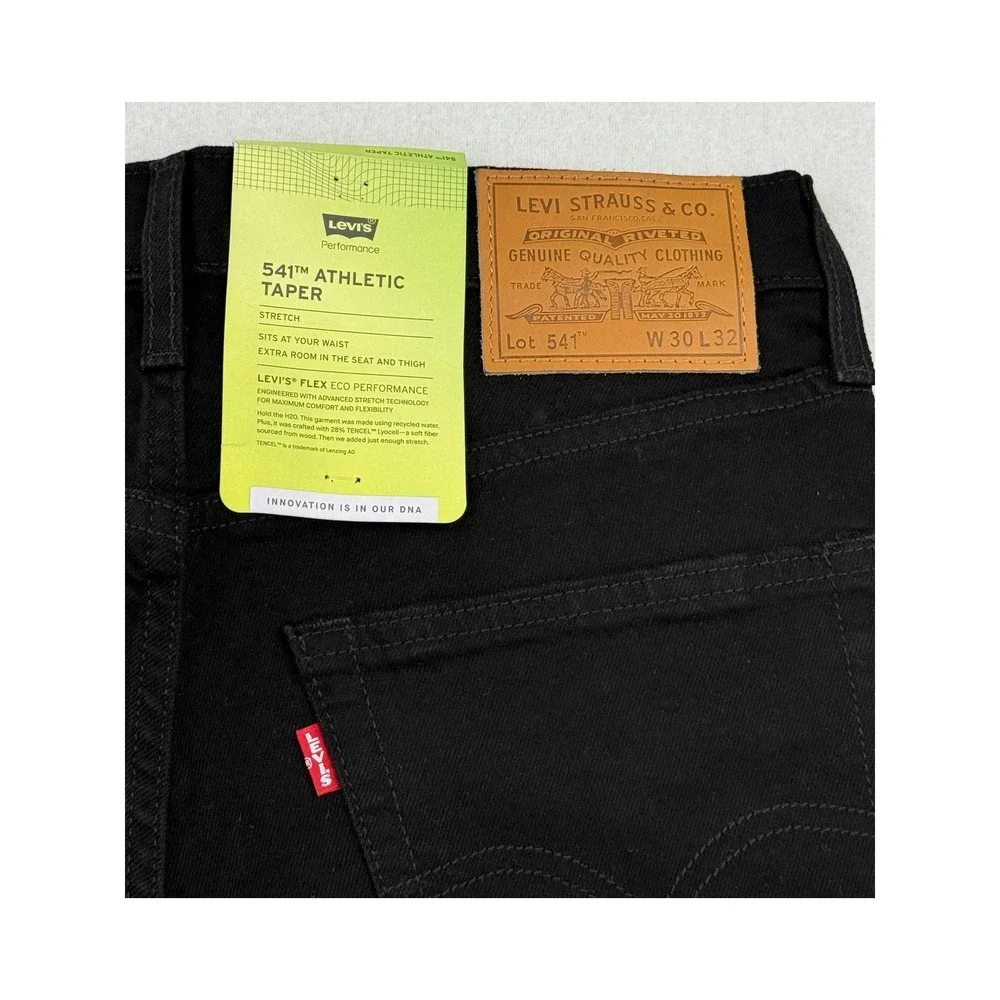Levis Premium 541 Athletic Taper Men's Jeans 30x32 Black Flex Eco Stretch New